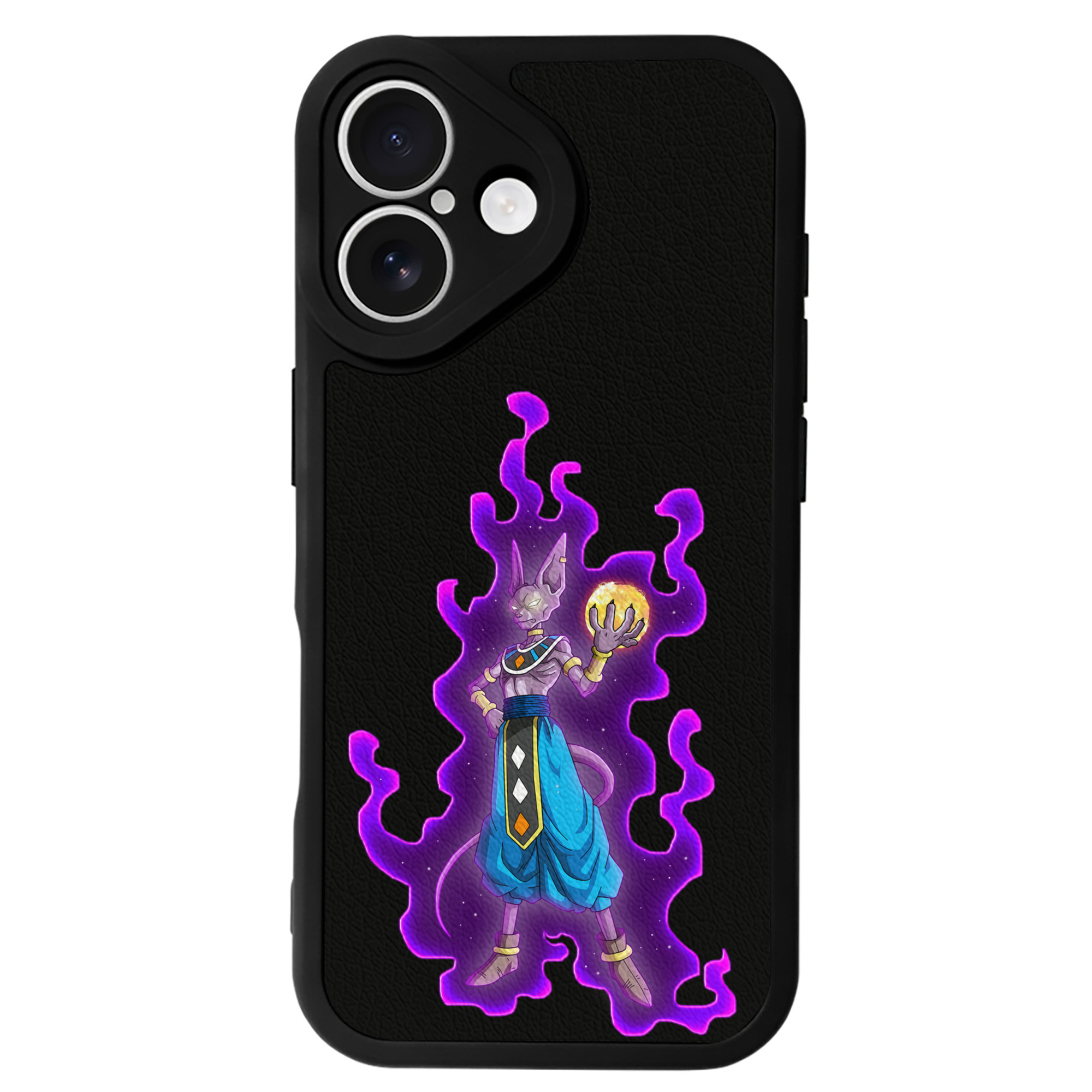 （画像用） ドラゴンボール ビルス 破壊神ビルス DRAGON BALL Beerus Birusu 【iPhone 16シリーズ対応】シリコンスマホケース（レザー調） 材質：シリコン